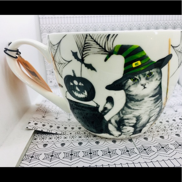 Halloween Witch Cat Portobello Mug Creepy Cauldron Fine China Tea Coffee - Picture 10 of 10